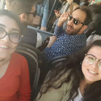 Gokhan Danacioglu with his former students in the bus