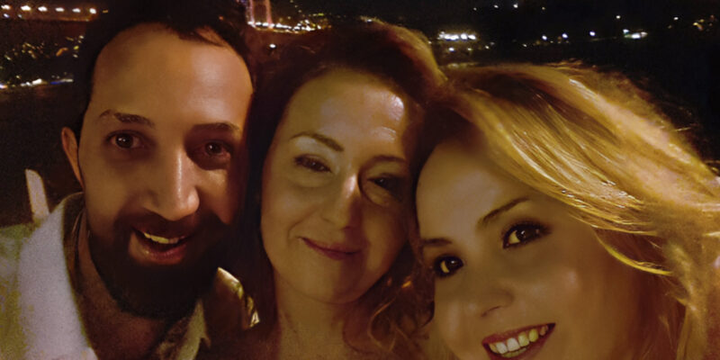 Gokhan Danacioglu (Gökhan Danacıoğlu in Turkish) with his close friends at a wedding reception on the Bosphorus, Istanbul, Turkey
